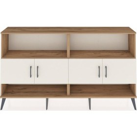 Resim Arges Konsol 4 Raflı 4 Kapaklı 176x30x99 Çam-aytaşı/antrasit Çam-aytaşı/antrasit 