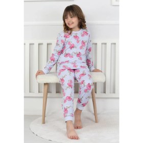 Resim Cute Flamingo Desenli Kız Çocuk Pijama Takımı 