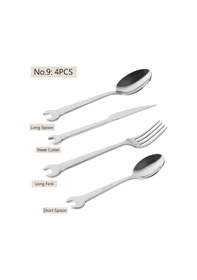 Resim 304 Paslanmaz Çelik Sofra Takımı Yaratıcı Anahtar Şeklinde Çatal Kaşık Yemek Biftek Kesici Anahtar Çatal Bıçak Takımı Meyve Tatlı Çay Piknik Çatal Bıç 