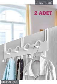 Resim ORSA HOME 079 2 Adet Beyaz 9 Kancalı Kapı Arkası Askısı Pratik Askılık 