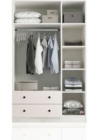 Resim Side Rose 3 Kapak 2 Çekmece Aynalı Mega Gardırop Beyaz 