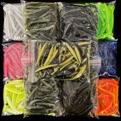 Resim 50 adet Çift Renkli T-Kuyruk Yumuşak Balıkçılık Yemleri, 7cm Silikon Yemler Keskin Kanca ile - Karışık Renkler (Yeşil, Siyah, Sarı, Turuncu, Mavi, Pembe) Etkili Balıkçılık için, Balıkçılık Yemi 