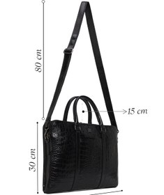 Resim Unisex Siyah Uzun Askılı Kroko Desenli Deri Evrak Çantası - STD / STANDART 
