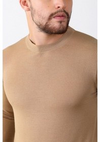Resim Ferraro Camel Bisiklet Yaka Superfine Erkek Triko Kazak Camel 