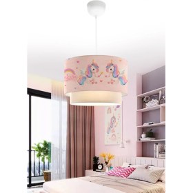 Resim Woodhub Modern Homing Unicorn Desenli Kız Çocuk Odası Sarkıt Avize 241288 71-80 cm Kumaş Bebek / Çocuk Odas 