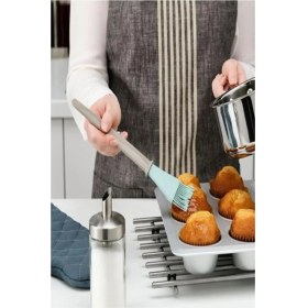 Resim IKEA Bakglad Silikon Spatula + Yumurta Hamur Pasta Fırçası Bej Mavi 26 cm 