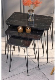 Resim Uslucan Alışveriş Zigon Sehpa Kr Ve Orta Sehpa Kr Set Siyah Ayak Bendir Tel 1104 Çok Renkli 