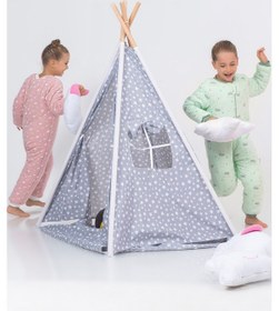 Resim Çocuk Kızılderili Ahşap Direkli Geniş Oyun Çadırı Ve Minderli Ev & Bahçe Oyun Alanı Minderli 001 