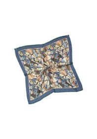 Resim Mim Eşarp Ebruli Kışlık Desenli Eşarp 95x95 Cm Lacivert - Krem 