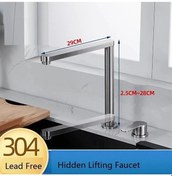 Resim Mutfak Eviye Bataryası Asansörlü Yeni Sistem Mat Krom Nikel 