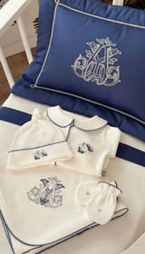 Resim Monogram Organik Yenidoğan Seti - 4 Parça Set / Yeşil/Bej 
