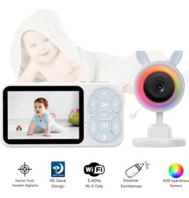 Resim SHC4200 Bebek Kamerası Kumandalı Monitörlü Konuşma Özellikli Işıklı Gece Görüslü Hatırlatıcılı Kamera 