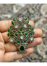 Resim Zümrüt Elmas Broş Altın - Sarı 