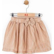 Resim Kız Bebek Dantel Kumaş Beli Lastikli Etek-13839 Vizon 