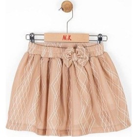 Resim Kız Bebek Dantel Kumaş Beli Lastikli Etek-13839 Vizon 