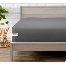 Resim Tek Kişilik Penye Lastikli Çarşaf %100 Pamuk Koyu Gri 