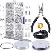 Resim 900 Parça Başlangıç Takı Yapım Seti, DIY Küpe ve Kolye Aksesuarları İçin Tek Halka Kulaklık ve Lobster Tokalı Bilezikler, Yetişkinler için Günlük Kullanıma Uygun, Tatil Hediyesi 