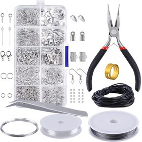 Resim 900 Parça Başlangıç Takı Yapım Seti, DIY Küpe ve Kolye Aksesuarları İçin Tek Halka Kulaklık ve Lobster Tokalı Bilezikler, Yetişkinler için Günlük Kullanıma Uygun, Tatil Hediyesi 