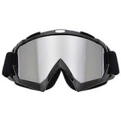 Resim Motosiklet Gözlükleri Off-road Motosiklet Gözlükleri Açık Hava Bisiklet Cam Kask Sürüş Kayak Gözlükleri Siyah Çerçeve Gümüş Şerit 