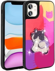 Resim Zore Apple ile uyumlu iPhone 11 Kılıf Parlayan Kabartmalı İkonik Figürlü Zore Amas Silikon Kapak Mor 