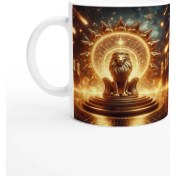 Resim Aslan Burcu Baskılı Kahve Kupası - Galaktik Taht Odası Temalı Vs3 