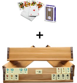Resim MOBEE Büyük Boy Cilalı Ahşap Okey Takımı Iskambil Kağıdı Hediye 
