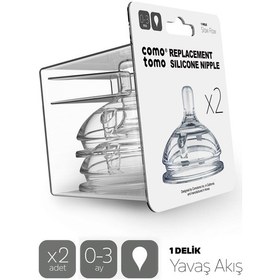 Resim Comotomo Yavaş Akışlı Silikon 2’li Biberon Emziği – 0-3 Ay 