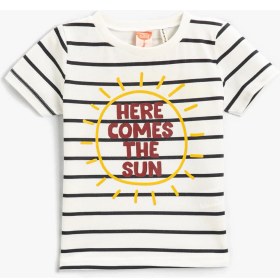 Resim Koton Bisiklet Yaka Normal Kalıp Çizgili Çok Renkli Bebek T-Shirt - 2SMB10022TK 