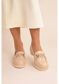 Resim Rugan Toka Detay Kadın Loafer Bej 