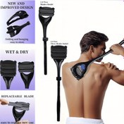 Resim Erkekler için Arka Tıraş Makinesi, Güvenlik Bıçağı Teknolojisi ve Ergonomik Kolu ile - Islak/Kuru Tıraş, Ekstra Bıçaklar Dahil, Taşınabilir Arka Saç Tıraş Makinesi, Ev ve Seyahat için, Yaz Bakımı Temel, Arka Tıraş Makinesi, Şık Tasarım, Dayanıklı Yapı 