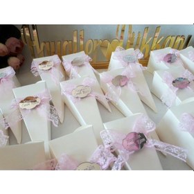 Resim Külah Pleksi Ayna Dantelli Kız Bebek Şekeri 30 Adet 