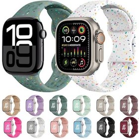 Resim iOs Watch Uyumlu Se İçin 44mm Delik Stil Kelebek Toka Kamuflaj Silikon Saat Bandı Açık Mor 