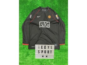Resim Manchester United 2008 Sezonu Nostalji Cristiano Ronaldo Uzun Kol Siyah Renk Forma 