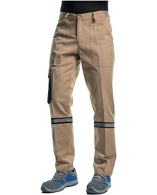 Resim Şensel, Reflektörlü İş Pantolonu, Bej-Siyah, Komando Cepli -54E33 