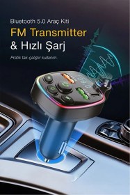 Resim Şarj Özellikli Dijital Göstergeli Bluetooth Fm Transmitter Çakmaklık Yeni Nesil Ultra Dayanıklı 