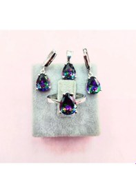 Resim Oriental Kuyumculuk Jewellery Mistik Topaz Taşlı Damla Model Gümüş Set Takım Gümüş 