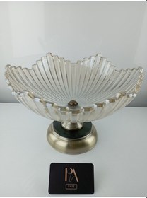 Resim Kristal Gondol Şekerlik Sunumluk Söz Nişan Kız İsteme Çikolatalık Dekoratif Obje Biblo Süs Eşya Eskitmeler Meyvelik Gold 