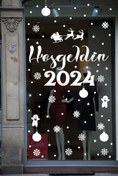 Resim STİCKERCI BEY Hoşgeldin 2024 Yılbaşı Happy New Year Sticker Çıkartma Süsü Yeni Yıl Parti Cam Noel Ağacı Kar Tanesi 