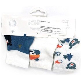 Resim Bebitof 3'lü Bebek Çorabı 407 Ekru-indigo Ekru - İndigo 