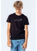 Resim Vikings Icon Baskılı Unisex Çocuk Siyah T-Shirt 