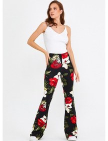 Resim Brz Collection Çiçek Desenli Kadın Pantolon Siyah 