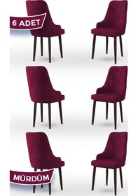 Resim Canisa Trex Serisi 1.sınıf Babyface Kumaş Kahve Metal Ayak 6 Adet Mürdüm Sandalye Sandalye Mürdüm Ayakları Kahve 