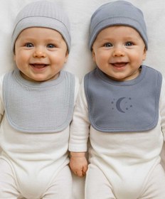 Resim GizaKids %100 Pamuk Bebek Penye Şapka Önlük 4 Parça Set | Kız Erkek Unisex 