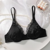 Resim 1 adet Seksi Dantelli Sütyen, Alt Çelikli, Rahat Nefes Alabilen Poliamid %86 ve Elastan %14 Örgü Kumaş, Yetişkin Kadınlar İçin Dolgu Olmayan Düz Renkli Sütyen 