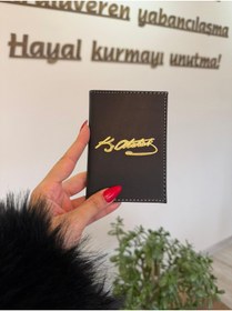 Resim EFE DERİ Atatürk İmzalı Ata Önder Efe Deri Dikişli Oto Ruhsat Kılıfı Kabı Araç Ruhsat Koruyucu Ruhsatlık 