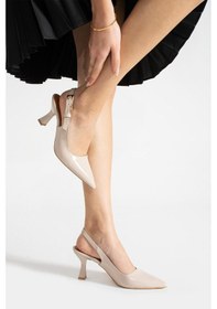 Resim Modaonn Tokalı Kadın Sivri Topuklu Ayakkabı Bej 