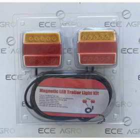 Resim eceagro Tekne Römork Karavan Mıknatıslı Led Stop Lamba Set 4.5 METRE KABLOLU 