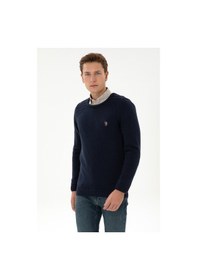 Resim U.S. Polo Assn. Erkek Slim Fit Bisiklet Yaka Lacivert Kazak 50314975-VR033 