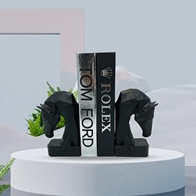 Resim Nirvana 2'li Siyah At Kafası Kitap Tutucu Dekoratif Aksesuar 