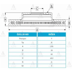 Resim Fren Diski Corolla 06-13 Dizel D4d / Aurıs 07-13 / Rav4 00-05 Benzinli Ön Havalı 4351202180 1 Adet 